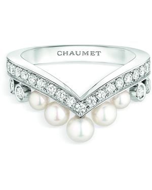 Chaumet Diamond And Pearl Joséphine Aigrette Ring - Metallic