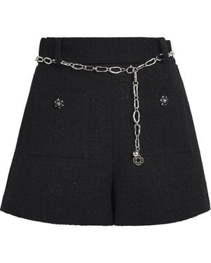 Maje Tweed Chain Belt Shorts - Black