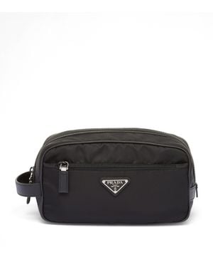 Prada Re-Nylon And Saffiano Leather Wash Bag - Black