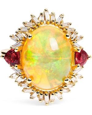 Suzanne Kalan Diamond, Sapphire And Opal One Of A Kind Oval Portrait Ring - Metallic