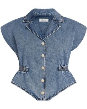 Sandro Denim Sleeveless Top - Blue