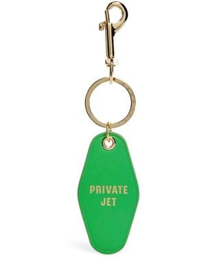 Harrods Leather Private Jet Keyring - Green