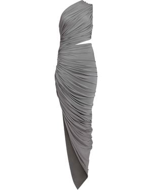 Alaïa Gathered Asymmetric Midi Dress - Grey