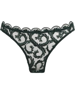 Coco De Mer Lace Arletta Open Briefs - Green