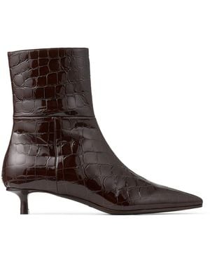Jimmy Choo Lory 35 Croc-Embossed Leather Ankle Boots - Brown