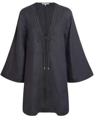 Heidi Klein Linen Meteora Mini Kaftan - Blue