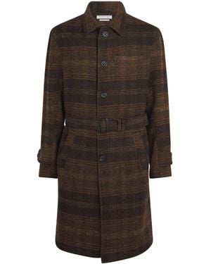 Oliver Spencer Tartan Belted Coat - Brown