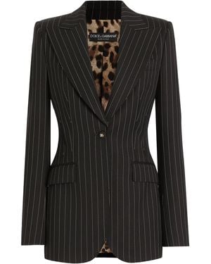 Dolce & Gabbana Stretch-Wool Pinstripe Blazer - Black
