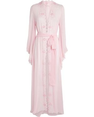 Rosamosario Silk Georgette Embellished Robe - Pink