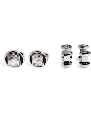 Tateossian Thompson Mother-Of-Pearl Cufflinks And Studs Set - White
