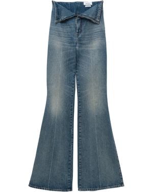 McQueen Foldover-Waist Flared Jeans - Blue