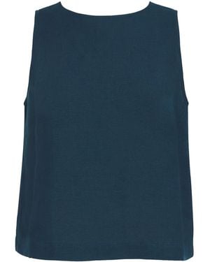 Eres Linen Sleeveless Ravie Blouse - Blue