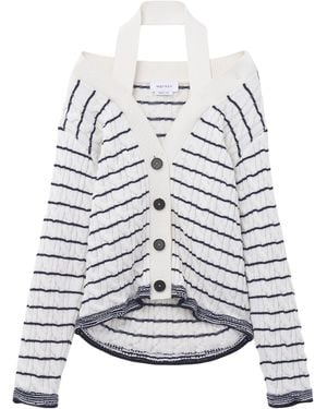 McQueen Striped Off-The-Shoulder Cardigan - White