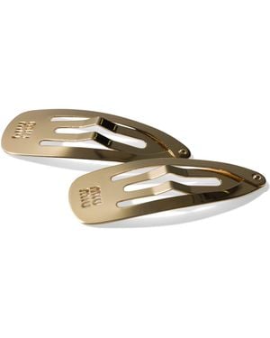 Miu Miu Metal Hair Clips - Metallic