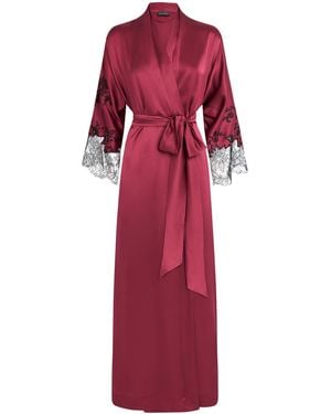 Carine Gilson Silk Long Hanae Robe - Red