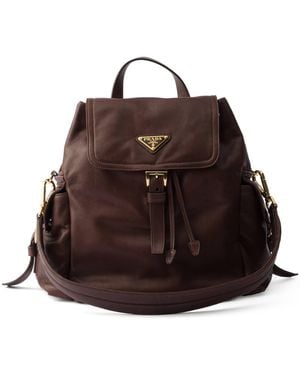 Prada Medium Re-Nylon And Leather Explore Backpack - Brown