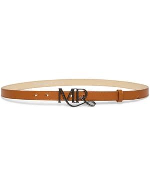 Marina Rinaldi Leather Logo Belt - Natural