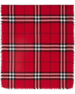 Burberry Wool Wide Check Scarf - Red
