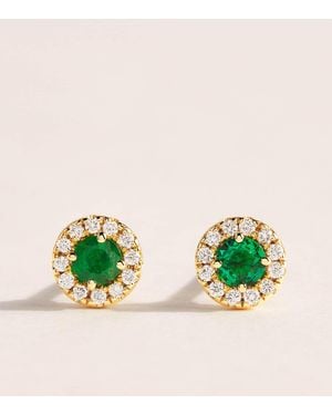 Suzanne Kalan Mini, Diamond And Emerald Bold Stud Earrings - Green