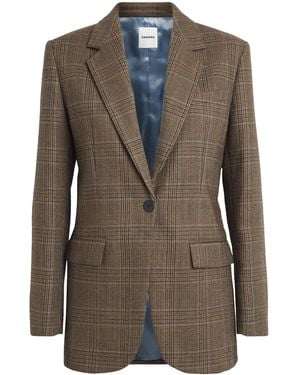 Sandro Wool Check Blazer - Brown