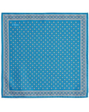 Eton Silk Floral Pocket Square - Blue