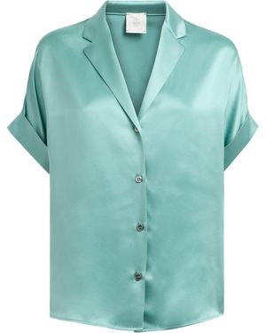 Eleventy Silk Short-Sleeve Shirt - Blue