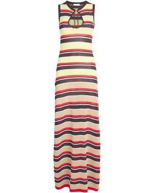 Rabanne Stripe Cut-Out Maxi Dress - White