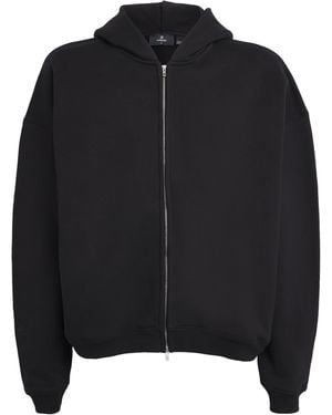 Represent Cotton Initial Boxy Zip Hoodie - Black