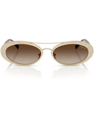 Vogue Rhinestone Oval Sunglasses - Natural