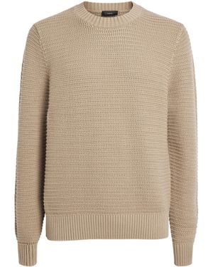 Vince Cotton-Cashmere Waffle Knit Sweater - Natural