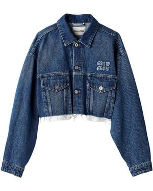 Miu Miu Cropped Denim Jacket - Blue
