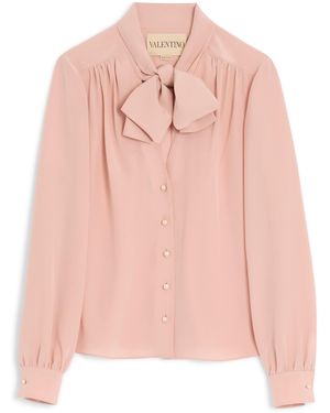 Valentino Silk Bow-Tie Blouse - Pink