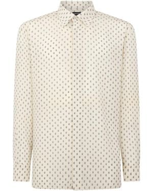 Tom Ford Silk Micro-Pattern Shirt - White