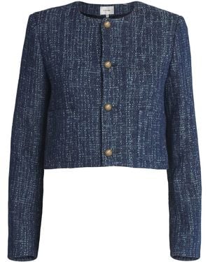 FRAME Cotton The Tweed Jacket - Blue