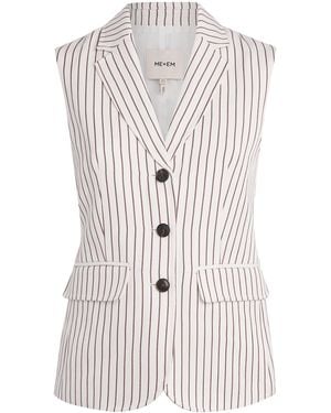 ME+EM Stripe Sleeveless Blazer - White