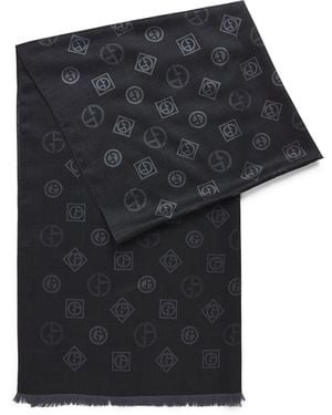 Giorgio Armani Silk Jacquard Stole Scarf - Black