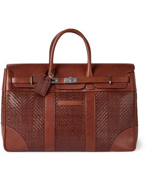 Brunello Cucinelli Leather Woven Holdall - Red