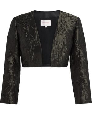 Carolina Herrera Cloqué Floral Cropped Jacket - Black