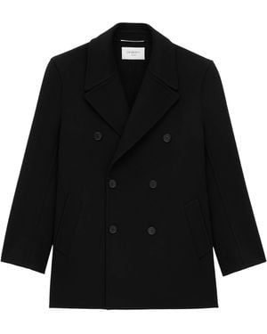 Saint Laurent Wool Double-Breasted Peacoat - Black