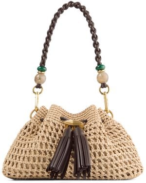 Jimmy Choo Small Cinch Raffia Shoulder Bag - Metallic