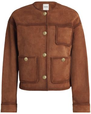 Sandro Suede Jacket - Brown