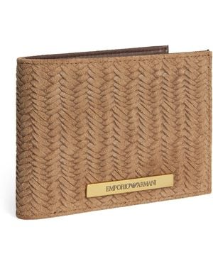 Emporio Armani Suede Embossed Bifold Wallet - Brown