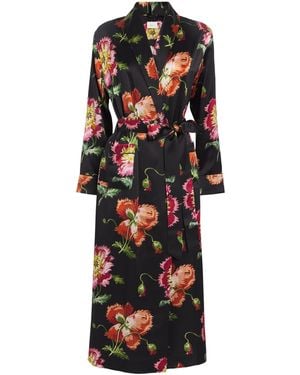 Harrods Silk Floral Robe - Black