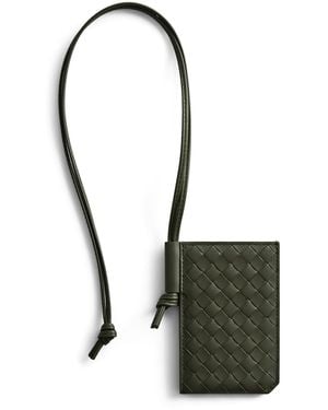 Bottega Veneta Leather Intrecciato Piccolo Badge Holder - Black