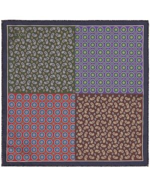 Eton Silk Paisley Pocket Square - Purple