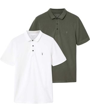 AllSaints Organic Cotton Reform Polo Shirts - Green