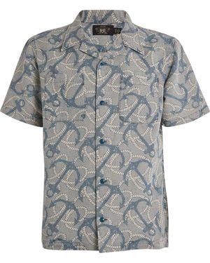 Polo Ralph Lauren Double Rl Linen-Cotton Anchor Print Shirt - Grey