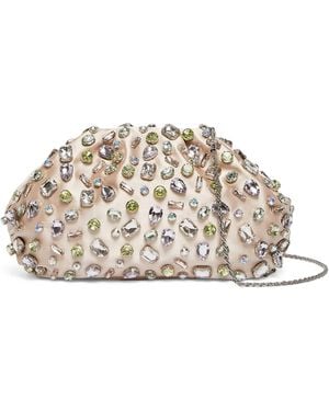 Marina Rinaldi Satin Embellished Clutch Bag - Natural