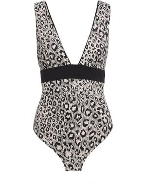 Shan Leopard Print Plunge Swimsuit - Black