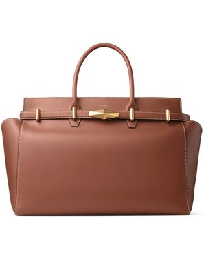 Jimmy Choo Diamond Leather Belted Top-Handle Bag - Brown